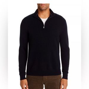 BRAND NEW WITH TAGS MENS CASHMERE HALF ZIP SWEATER - BLACK
